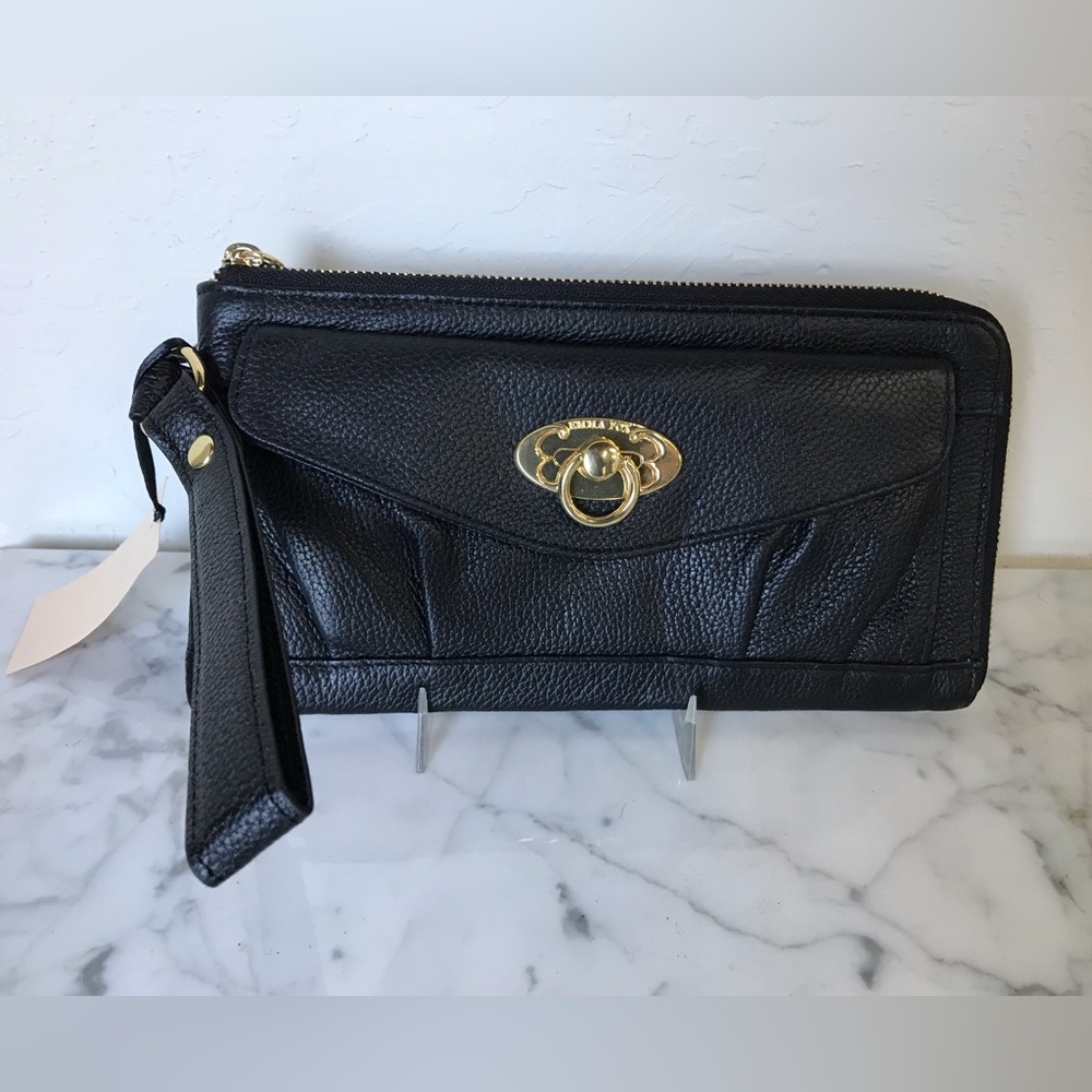 Emma Fox Leather Clutch Purse Wristlet Zip Pouch
